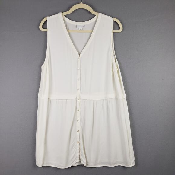 J. Jill Size L Sleeveless Button Front Tunic Top Cream Neutral Fisherman Coastal - Picture 1 of 7